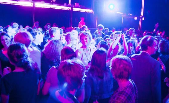 The crowd dances at Lunch Beat Stockholm.